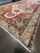 Load image into Gallery viewer, Vintage Turkish Brick and Tan Medallion Runner Rug
