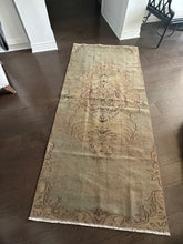 Load image into Gallery viewer, Vintage Turkish Ecru and Sage Runner rug
