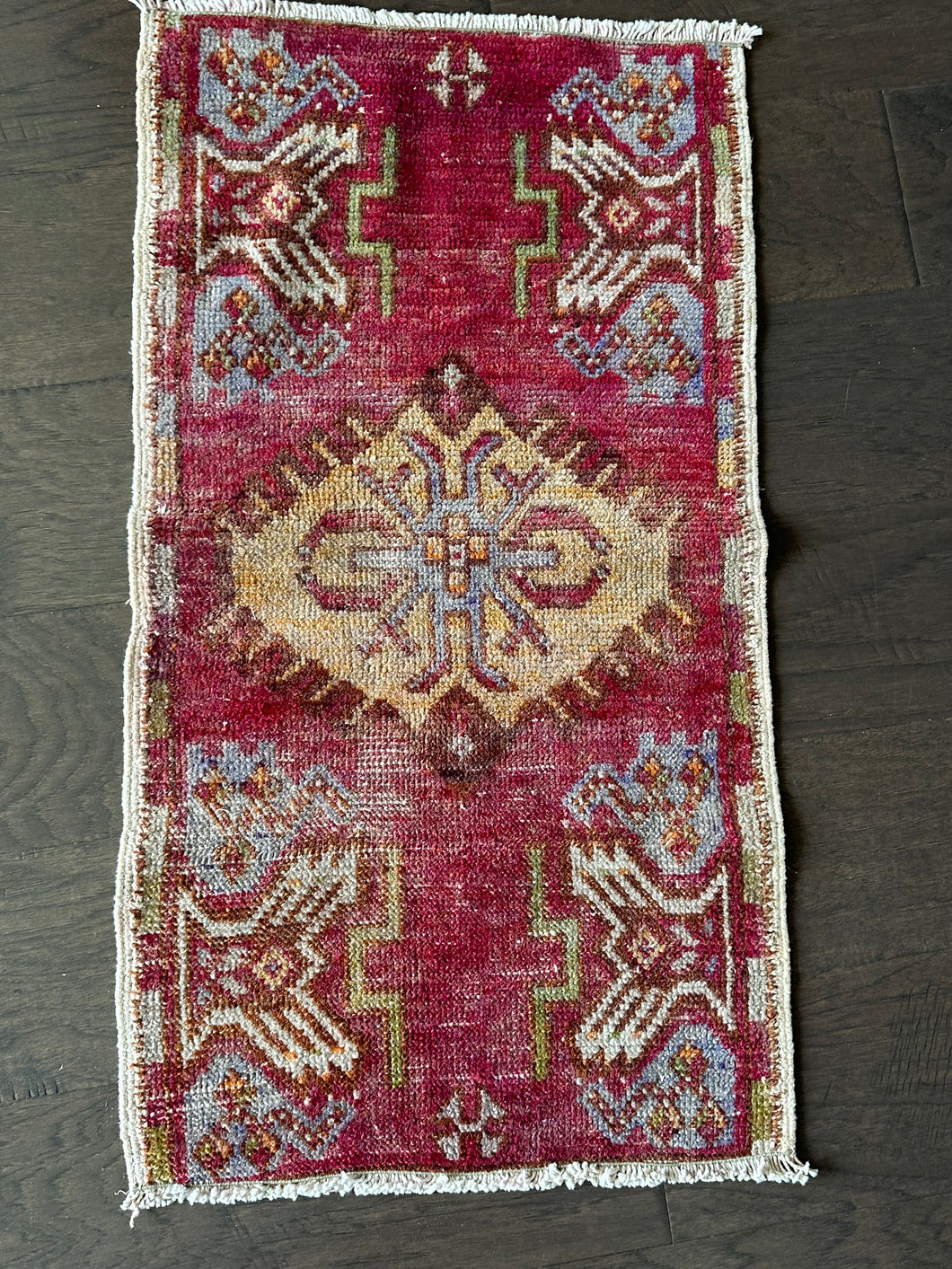 Vintage Turkish Cranberry Ruggie Rug