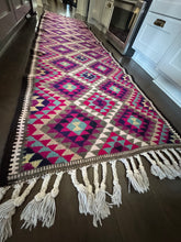Load image into Gallery viewer, Vintage Turkish Kilim Pink and Purple Runner Rug
