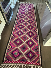 Load image into Gallery viewer, Vintage Turkish Kilim Pink and Purple Runner Rug
