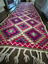 Load image into Gallery viewer, Vintage Turkish Kilim Pink and Purple Runner Rug
