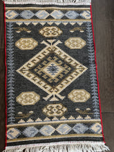 Load image into Gallery viewer, Vintage Turkish Double-sided Blue and Ivory Kilim Rug
