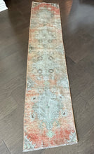Load image into Gallery viewer, Vintage Turkish Coral, light blue and green Runner Rug
