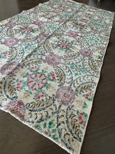 Load image into Gallery viewer, Vintage Turkish Green and Lavender Runner Rug
