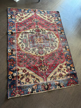 Load image into Gallery viewer, Vintage Turkish Red and Blue Accent Rug
