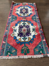 Load image into Gallery viewer, Vintage Brick Red and Forest Green Ruggie Rug
