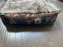 Load image into Gallery viewer, Vintage Turkish Rug Pouf Green and Maroon
