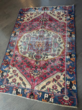 Load image into Gallery viewer, Vintage Turkish Red and Blue Accent Rug
