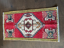 Load image into Gallery viewer, Vintage Turkish Red, Navy and Yellow Ruggie Rug
