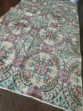Load image into Gallery viewer, Vintage Turkish Green and Lavender Runner Rug
