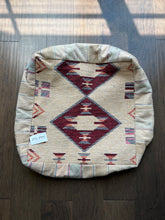 Load image into Gallery viewer, Vintage Turkish Neutral and Maroon Pouf
