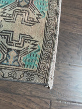 Load and play video in Gallery viewer, Vintage Turkish Neutral and Turquoise Ruggie
