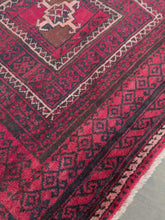 Load and play video in Gallery viewer, Vintage Turkish Red, Black and Ivory Runner Rug
