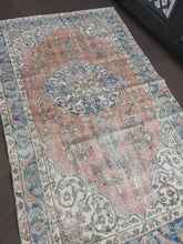 Load and play video in Gallery viewer, Vintage Turkish Rust and Blue Runner Accent Rug
