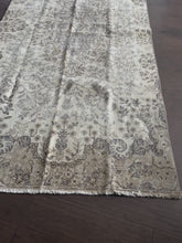 Load and play video in Gallery viewer, Vintage Turkish Ecru, Ivory and Gray Runner Rug
