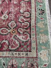 Load and play video in Gallery viewer, Vintage Turkish Brick and Green/Ivory Runner Rug

