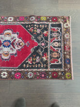 Load and play video in Gallery viewer, Vintage Turkish Red and Black Accent Floral Rug
