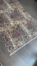 Load and play video in Gallery viewer, Vintage Turkish Red and Blue Bouquets Runner Rug
