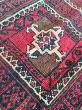 Load image into Gallery viewer, Vintage Turkish Red, Black and Ivory Runner Rug

