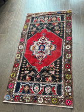 Load image into Gallery viewer, Vintage Turkish Red and Black Accent Floral Rug
