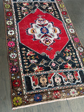 Load image into Gallery viewer, Vintage Turkish Red and Black Accent Floral Rug
