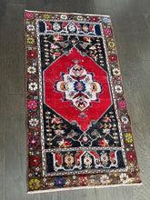Load image into Gallery viewer, Vintage Turkish Red and Black Accent Floral Rug
