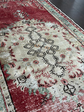 Load image into Gallery viewer, Vintage Turkish Brick and Green/Ivory Runner Rug
