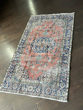 Load image into Gallery viewer, Vintage Turkish Faded Brick and Blue Runner or Accent Rug
