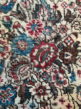 Load image into Gallery viewer, Vintage Turkish Red and Blue Bouquets Runner Rug
