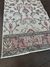 Load image into Gallery viewer, Vintage Turkish Ivory Floral Runner Rug
