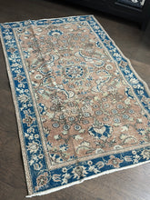 Load image into Gallery viewer, Vintage Turkish Taupe and Blue Runner Accent Rug
