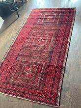 Load image into Gallery viewer, Vintage Turkish Red, Black and Ivory Runner Rug

