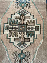 Load image into Gallery viewer, Vintage Turkish Neutral and Teal Ruggie
