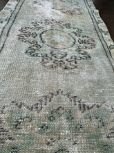 Load image into Gallery viewer, Vintage Turkish Neutral Green Runner Rug
