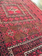 Load image into Gallery viewer, Vintage Turkish Red, Black and Ivory Runner Rug
