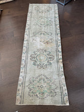 Load image into Gallery viewer, Vintage Turkish Neutral Green Runner Rug
