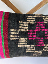 Load image into Gallery viewer, Vintage Turkish Geometric Black Stripe Rug Pillow
