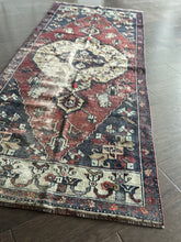 Load image into Gallery viewer, Vintage Turkish Navy and Deep red Runner Rug

