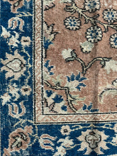 Load image into Gallery viewer, Vintage Turkish Taupe and Blue Runner Accent Rug
