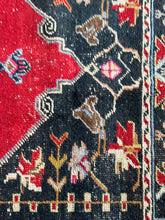 Load image into Gallery viewer, Vintage Turkish Red and Black Accent Floral Rug
