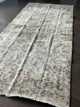 Load image into Gallery viewer, Vintage Turkish Ecru, Ivory and Gray Runner Rug
