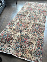 Load image into Gallery viewer, Vintage Turkish Red and Blue Bouquets Runner Rug
