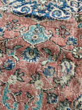 Load image into Gallery viewer, Vintage Turkish Faded Brick and Blue Runner or Accent Rug
