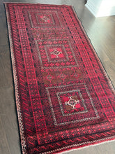 Load image into Gallery viewer, Vintage Turkish Red, Black and Ivory Runner Rug
