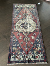 Load image into Gallery viewer, Vintage Turkish Navy and Deep red Runner Rug
