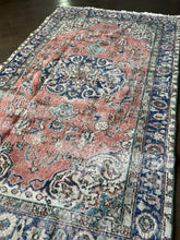Load image into Gallery viewer, Vintage Turkish Faded Brick and Blue Runner or Accent Rug
